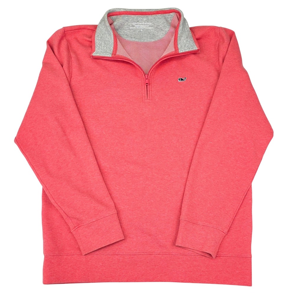 Vineyard Vines Performance Quarter Zip Pullover‎ Sweater Men's Large Coral Pink